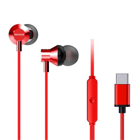 Auricular Intrauditivo Usb-c Aiwa Estm-50usb-c rd Color Rojo Microfono Integrado Mando A Distancia Driver 10mm
