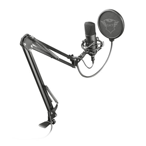 Microfono Trust Gxt 252+ Emita - Pc Patron Cardioide - Con Brazo -incluye Soporte Y Estuche - Filtro Pantalla - Cable De 1.8m