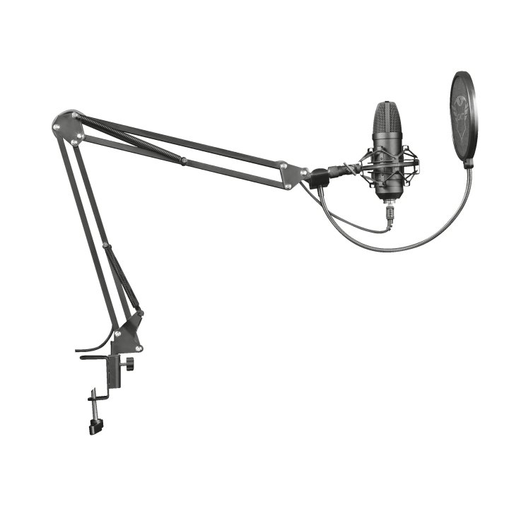 Microfono Trust Gxt 252+ Emita - Pc Patron Cardioide - Con Brazo -incluye Soporte Y Estuche - Filtro Pantalla - Cable De 1.8m