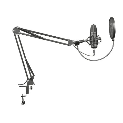 Microfono Trust Gxt 252+ Emita - Pc Patron Cardioide - Con Brazo -incluye Soporte Y Estuche - Filtro Pantalla - Cable De 1.8m