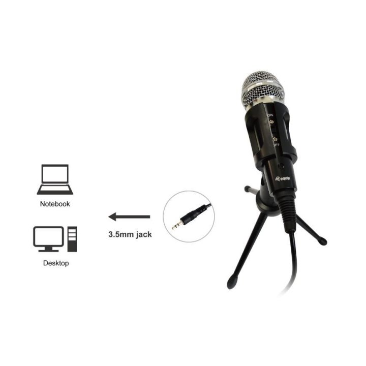 Microfono Sobremesa Equip Life Onmidireccional Jack 3.5" Cancelacion Ruido Boton Mute