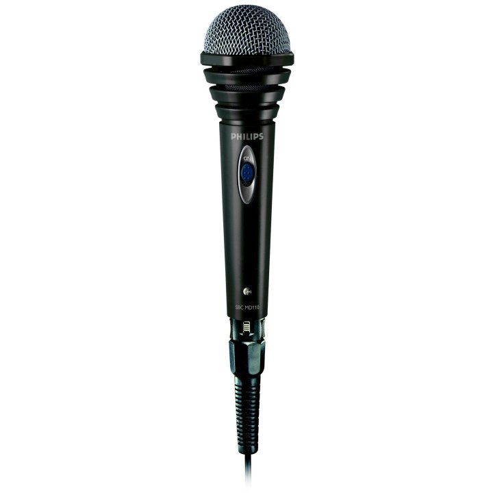 Microfono Karaoke Philips Sbcmd110 Color Negro Cable 1.5m Jack 3.5 - 6.3 Mm Mono