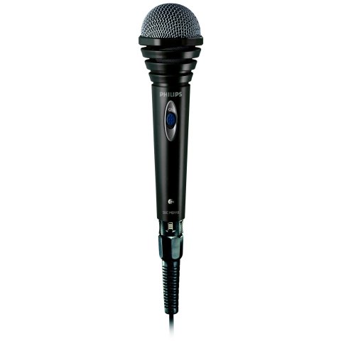 Microfono Karaoke Philips Sbcmd110 Color Negro Cable 1.5m Jack 3.5 - 6.3 Mm Mono