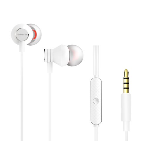 Auricular Intrauditivo Aiwa Estm-50wt White 3.5mm Driver Neodimio 10mm Dinamico Micro Controlador Remoto Cable 1.2m