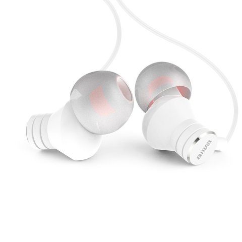 Auricular Intrauditivo Aiwa Estm-50wt White 3.5mm Driver Neodimio 10mm Dinamico Micro Controlador Remoto Cable 1.2m