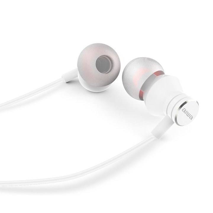 Auricular Intrauditivo Aiwa Estm-50wt White 3.5mm Driver Neodimio 10mm Dinamico Micro Controlador Remoto Cable 1.2m