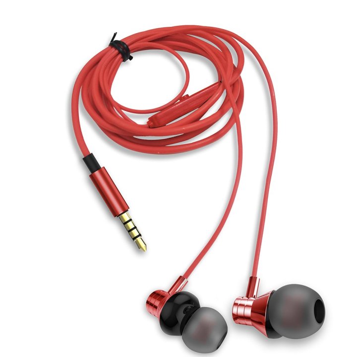 Auricular Intrauditivo Aiwa Estm-50rd Red 3.5mm Driver Neodimio 10mm Dinamico Micro Controlador Remoto Cable 1.2m