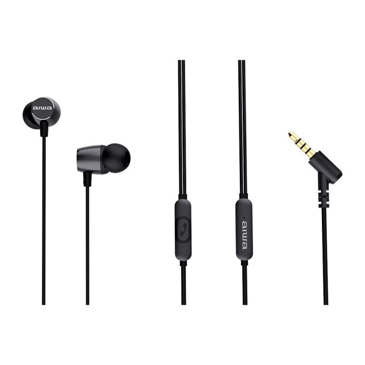 Auricular Intrauditivo Aiwa Estm-30bk Black 3,5mm Dreiver Neodimio 10mm Dinamico Micro Incorporado