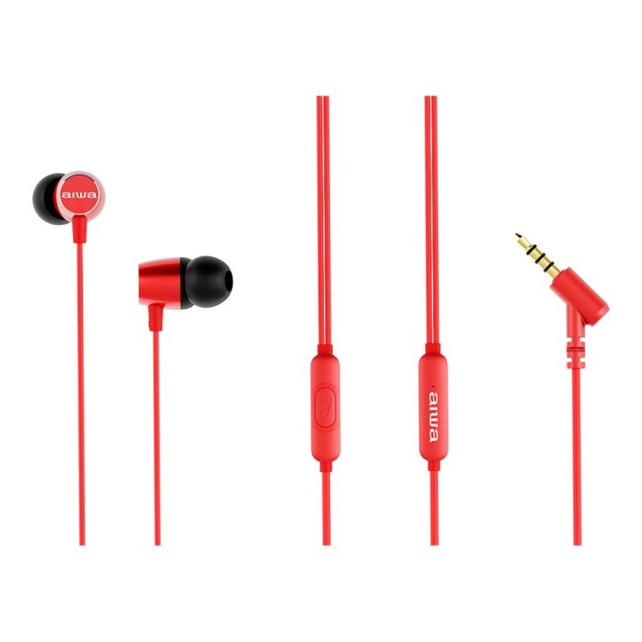 Auricular Intrauditivo Aiwa Estm-30rd Rojo 3,5mm Dreiver Neodimio 10mm Dinamico Micro Incorporado