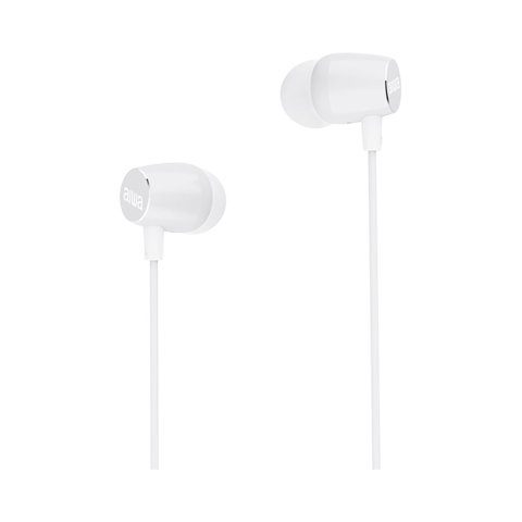 Auricular Intrauditivo Aiwa Estm-30wt White 3,5mm Dreiver Neodimio 10mm Dinamico Micro Incorporado