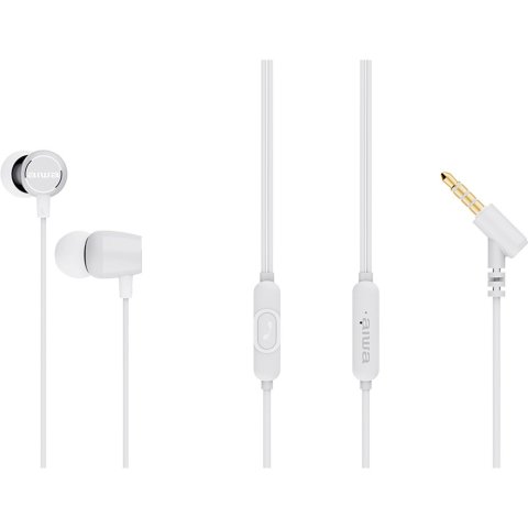 Auricular Intrauditivo Aiwa Estm-30wt White 3,5mm Dreiver Neodimio 10mm Dinamico Micro Incorporado