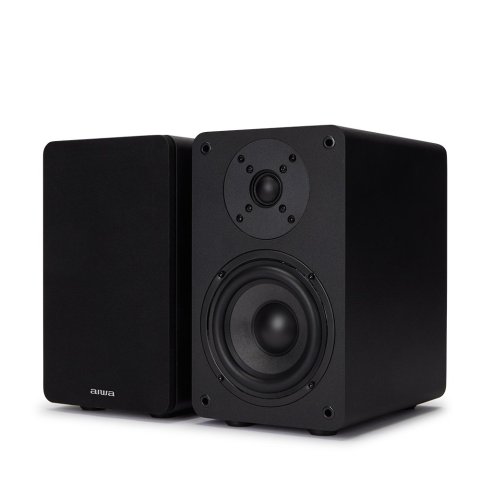 Altavoces 2.0 Hifi Pasivos Aiwa Sp-a100 Color Negro 2x70w Rms Conectores Chapados En Oro