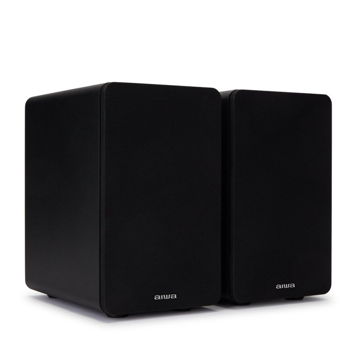 Altavoces 2.0 Hifi Pasivos Aiwa Sp-a100 Color Negro 2x70w Rms Conectores Chapados En Oro