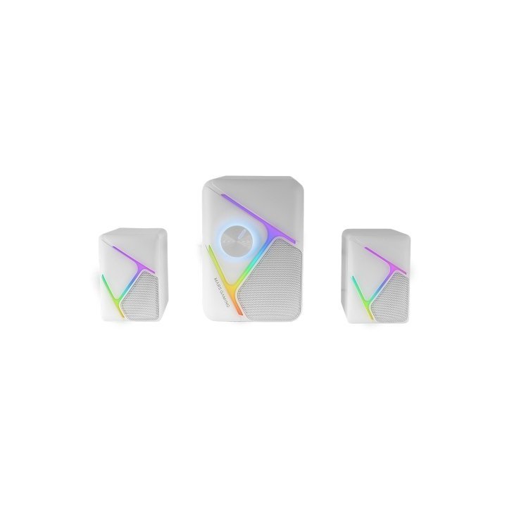 Altavoces 2.1 Mars Gaming Rgb Dinamico 35w 3d Surround Blancos Control De Volumen Alim. Usb Jack 3.5