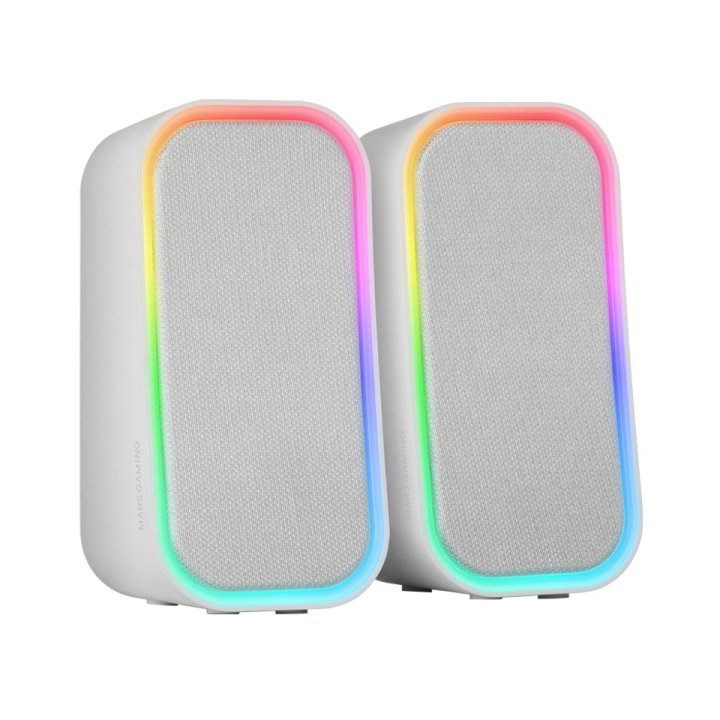Altavoces 2.0 Bluetooth Mars Gaming Msomw Blanco 20w Dsp Iluminacion Rgb Aux -in Control Volumen