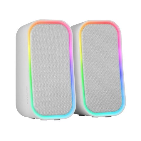 Altavoces 2.0 Bluetooth Mars Gaming Msomw Blanco 20w Dsp Iluminacion Rgb Aux -in Control Volumen