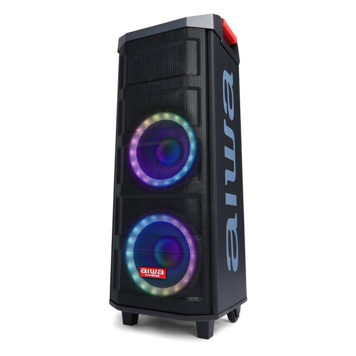 Altavoz Bluetooth Trolley Aiwa Kbtus-608 Bluetooth 5.0 Salida 80w Rms Radio Fm 2 Microfonos Inalambricos Incluidos