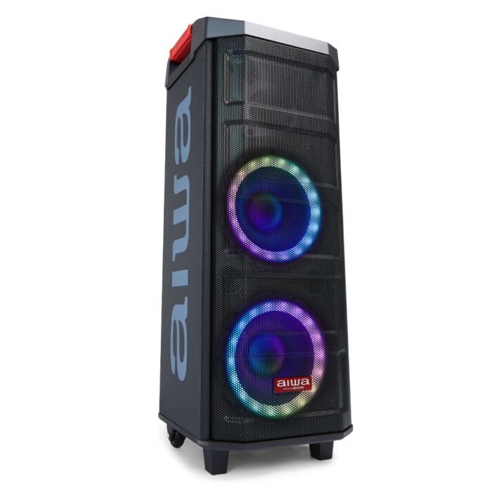 Altavoz Bluetooth Trolley Aiwa Kbtus-608 Bluetooth 5.0 Salida 80w Rms Radio Fm 2 Microfonos Inalambricos Incluidos