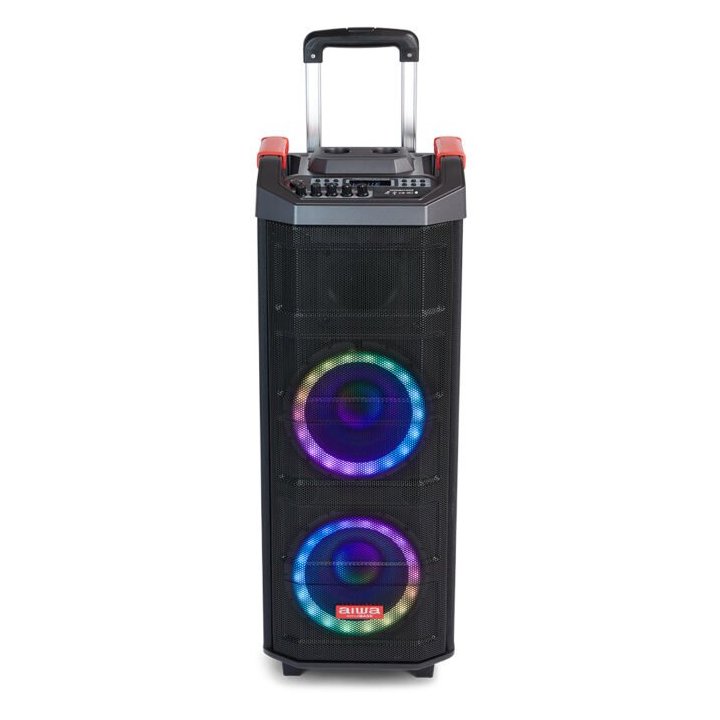 Altavoz Bluetooth Trolley Aiwa Kbtus-608 Bluetooth 5.0 Salida 80w Rms Radio Fm 2 Microfonos Inalambricos Incluidos