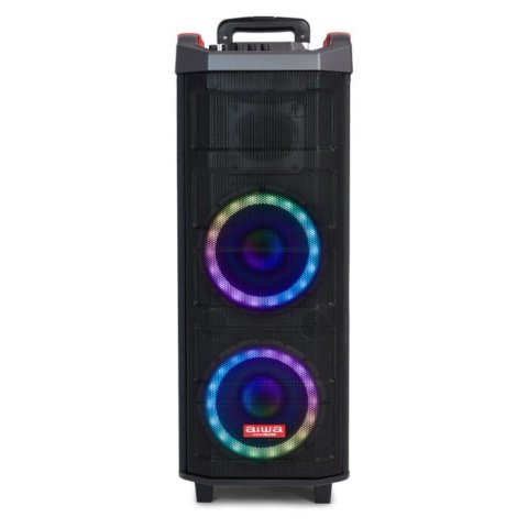 Altavoz Bluetooth Trolley Aiwa Kbtus-608 Bluetooth 5.0 Salida 80w Rms Radio Fm 2 Microfonos Inalambricos Incluidos
