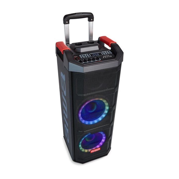 Altavoz Bluetooth Trolley Aiwa Kbtus-608 Bluetooth 5.0 Salida 80w Rms Radio Fm 2 Microfonos Inalambricos Incluidos