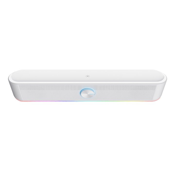 Barra De Sonido Trust Gxt Thorne Blanco 25110 Rgb 12w Jack 3.5mm Alimentado Usb Control De Volumen