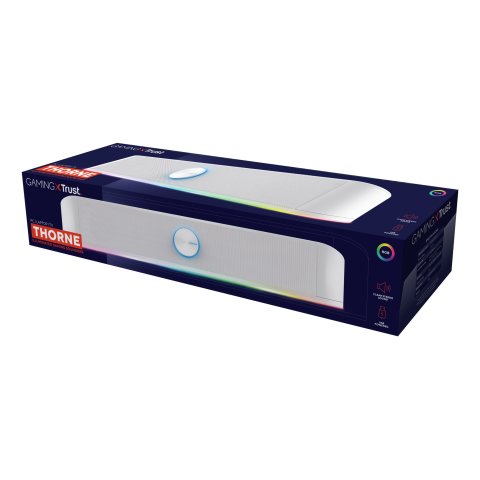 Barra De Sonido Trust Gxt Thorne Blanco 25110 Rgb 12w Jack 3.5mm Alimentado Usb Control De Volumen