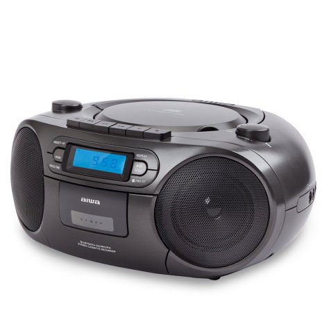 Radio Cd Bluetooth Portable Aiwa Boombox Bbtu-550 Black 6w Rms Bt Radio Fm Mp3 Casetes Y Usb