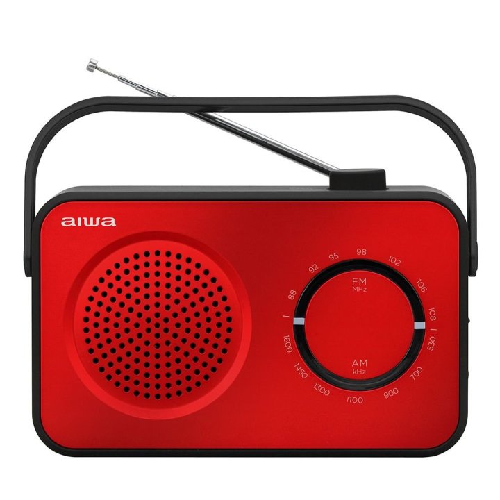 Radio Vintage Con Altavoz Aiwa R-190rd Am fm Altavoz 4" Y Jack 3.5mm Diseño Soft Touch Stylish Color Rojo
