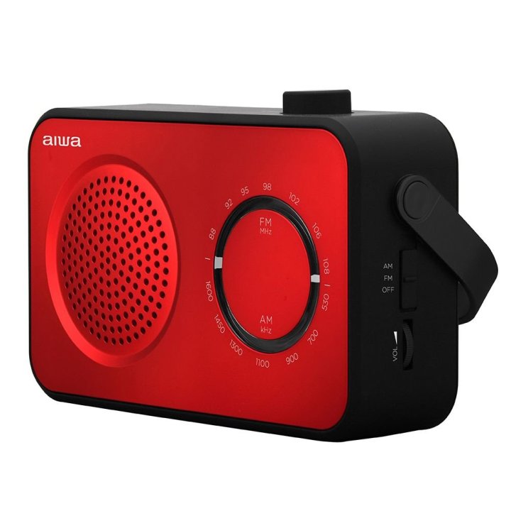 Radio Vintage Con Altavoz Aiwa R-190rd Am fm Altavoz 4" Y Jack 3.5mm Diseño Soft Touch Stylish Color Rojo