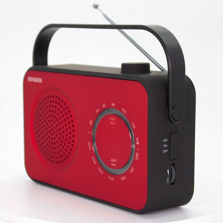Radio Vintage Con Altavoz Aiwa R-190rd Am fm Altavoz 4" Y Jack 3.5mm Diseño Soft Touch Stylish Color Rojo