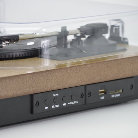 Tocadiscos Bluetooth Aiwa Gbtur-120 Madera Bt 5.0 + Edr Plato 27.5cm Tres Velocidades 33, 45, 78 Rpm Lector Grabador Usb sd R
