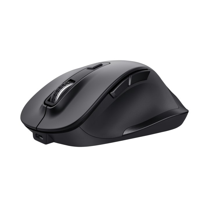 Mouse Trust Fyda Wireless Recargable Con Forma Curva Negro.24727