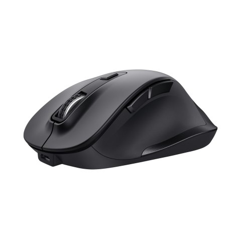 Mouse Trust Fyda Wireless Recargable Con Forma Curva Negro.24727