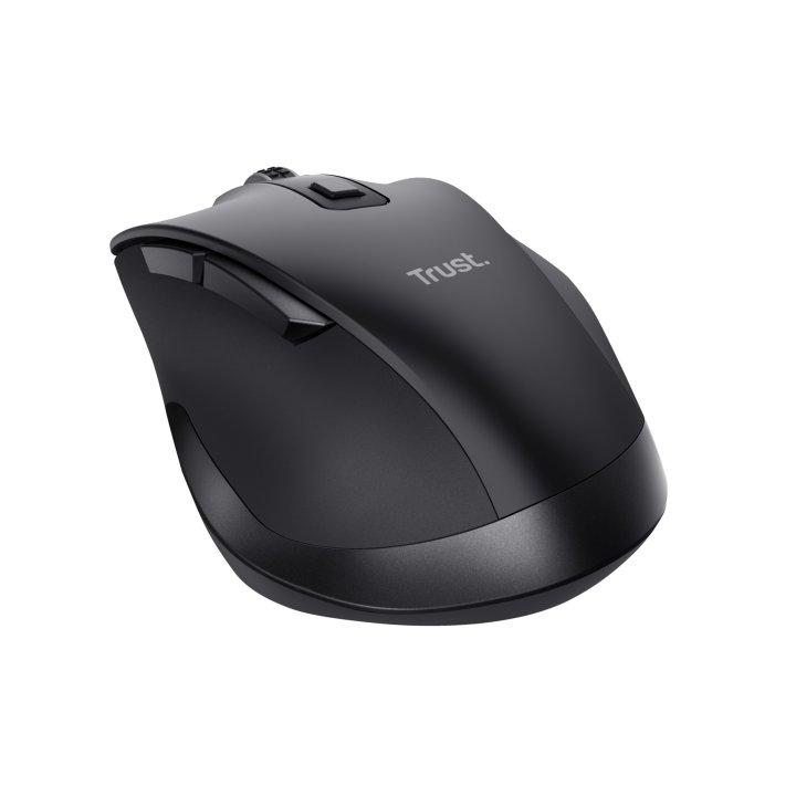 Mouse Trust Fyda Wireless Recargable Con Forma Curva Negro.24727