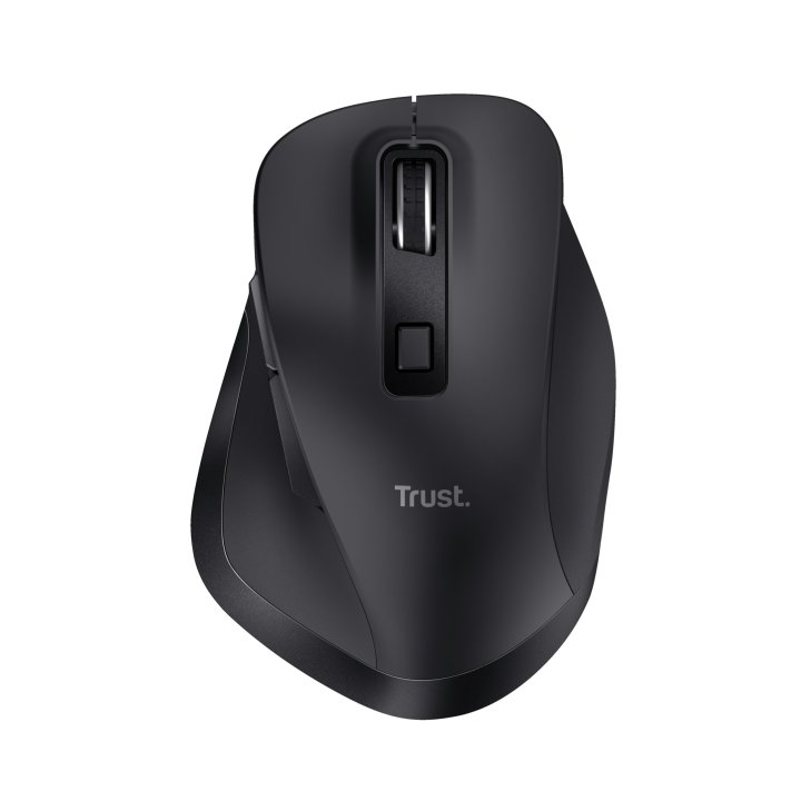 Mouse Trust Fyda Wireless Recargable Con Forma Curva Negro.24727
