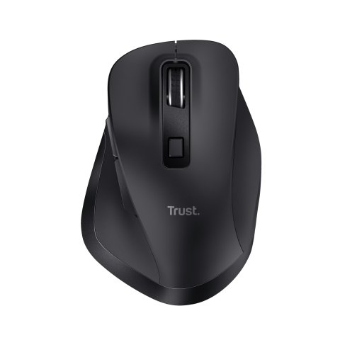 Mouse Trust Fyda Wireless Recargable Con Forma Curva Negro.24727