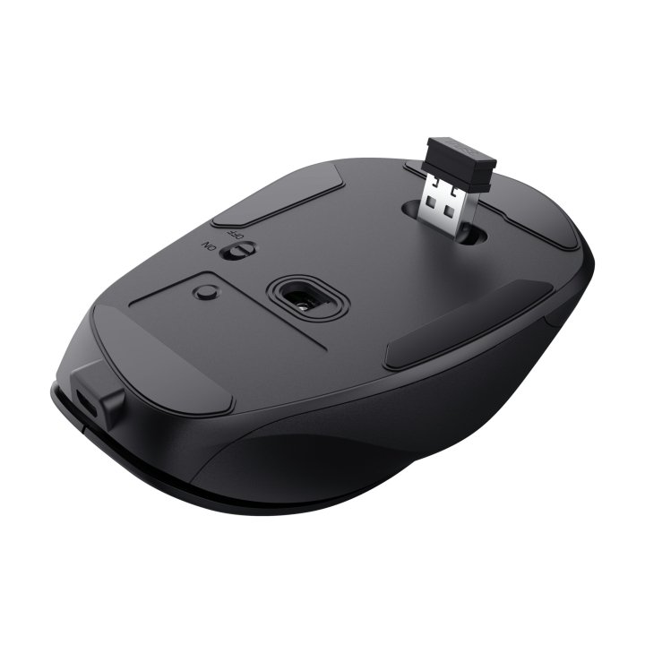 Mouse Trust Fyda Wireless Recargable Con Forma Curva Negro.24727