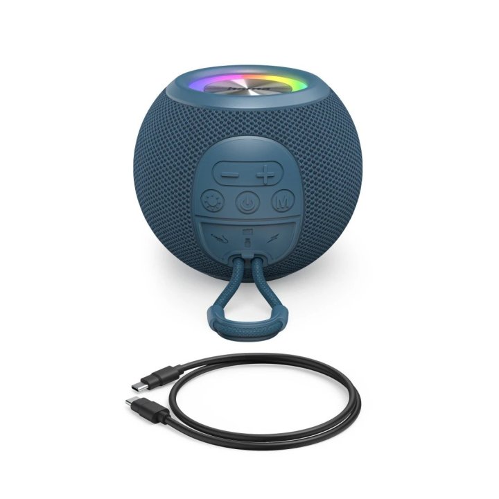 Altavoz Bluetooth Portable Hama Ball Shape 5w Iluminacion Led Tws Bateria 10h Manos Libres Color Azul