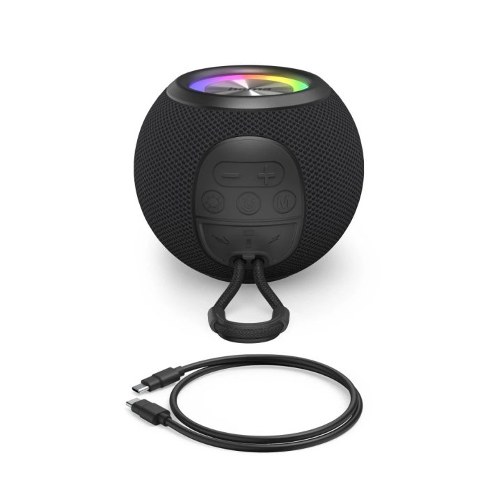 Altavoz Bluetooth Portable Hama Ball Shape 5w Iluminacion Led Tws Bateria 10h Manos Libres Color Negro