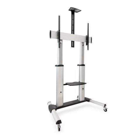 Soporte De Suelo Con Ruedas Tooq Fs20300m-b  Pantallas 60"-100" Max. 100kg Vesa Max. Con2 Bandejas Regulable Plata