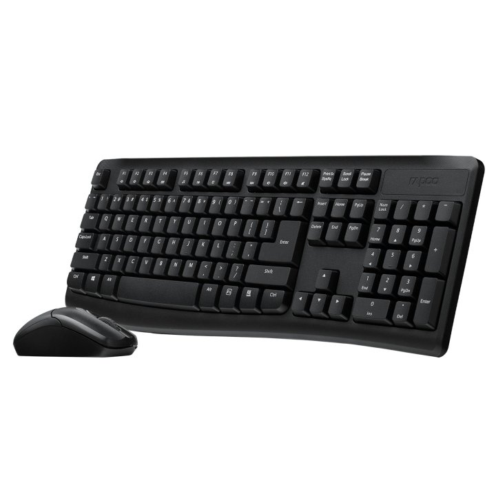 Pack Teclado Y Mouse Rapoo Wireless X1800 Pro 2,4ghz 1000 Dpi Resistente A Salpicaduras Bateria Color Negro