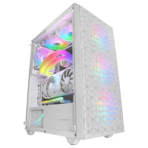 Caja Atx Semitorre Gaming Mars Gaming Mcmagw Blancafrontal Doble Rejilla Magnetica Lateral Cristal Templado 3x120mm Rgb Doble