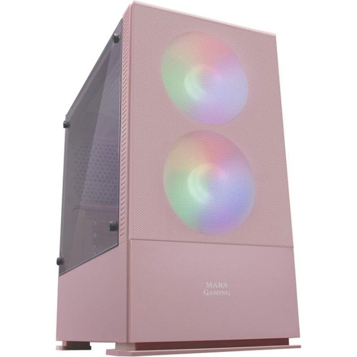 Caja Microatx Gaming Mars Gaming Mcz Pink Frontal Mesh Con 2xventilador Rgb Ventana Lateral Total Usb3.0 + Usb 2.0 Sin Fuente