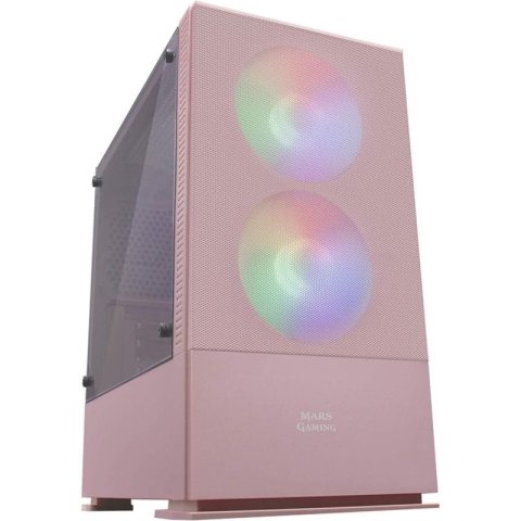 Caja Microatx Gaming Mars Gaming Mcz Pink Frontal Mesh Con 2xventilador Rgb Ventana Lateral Total Usb3.0 + Usb 2.0 Sin Fuente