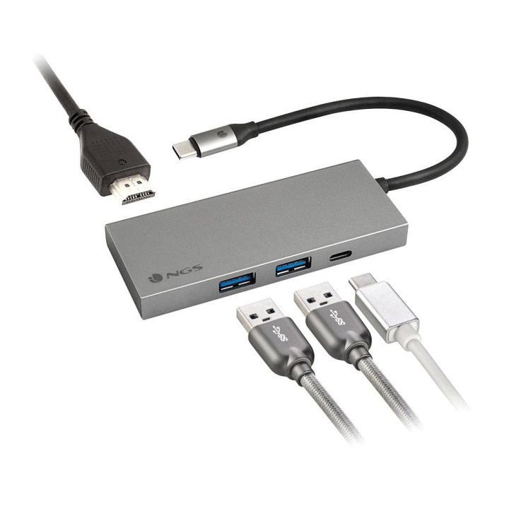 Adaptador Multipuerto Usb-c Ultraligero De Aluminio Que Incluye Usb 3,0, Usb-c Con Carga Pd, Hdmi