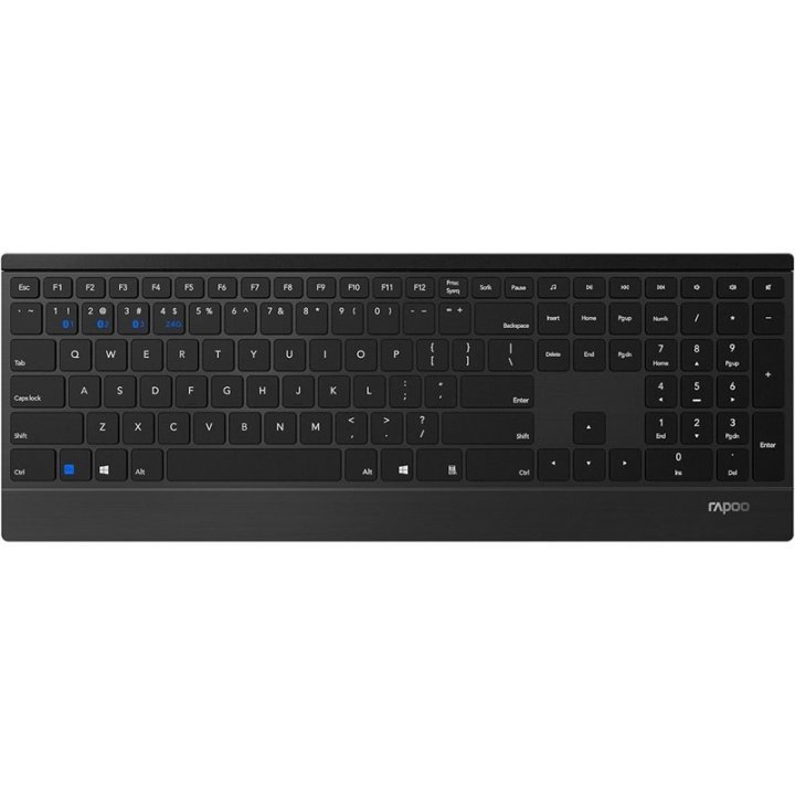 Teclado Rapoo Wireless Y Bluetooth E9500m Portugues 2.4ghz Bt 3.0 4.0 Diseño Ultrafino Negrobase Aluminio Multi Mode