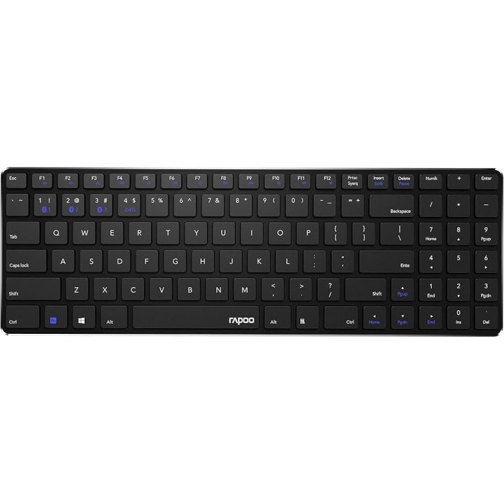 Teclado Rapoo Wireless Y Bluetooth E9100m Portugues 2.4ghz Bt 3.0 4.0 Diseño Ultrafino Negrobase Aluminio Multi Mode