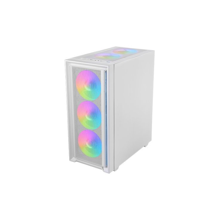 Caja Atx Semitorre Gaming Mars Gaming Mcairw Frontal Blanco De Malla 4x120mm Rainbow 