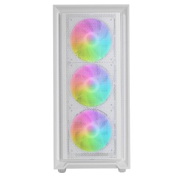 Caja Atx Semitorre Gaming Mars Gaming Mcairw Frontal Blanco De Malla 4x120mm Rainbow  2
